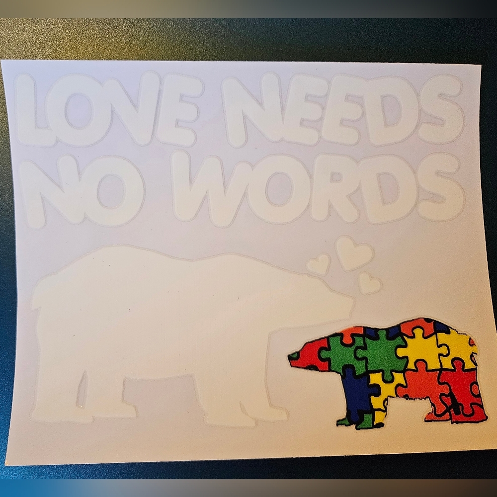 Other | Love Needs No Words Bear Decal | Poshmark